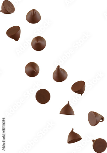 3d render falling brown choco chips photo