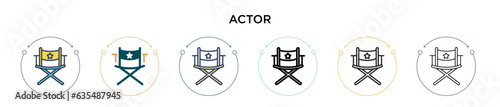 Actor icon in filled, thin line, outline and stroke style. Vector illustration of two colored and black actor vector icons designs can be used for mobile, ui, web