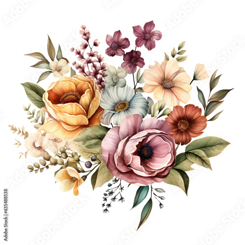 Flowers Watercolor Clip Art, Watercolor Illustration, Flowers Sublimation Design, Flowers Clip Art.