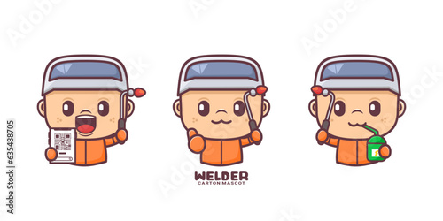 welder cartoon mascot. vector illustrations