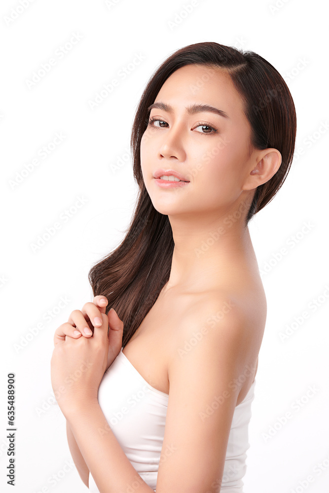 Beautiful young asian woman with clean fresh skin on white background, Face care, Facial treatment, Cosmetology, beauty and spa, Asian women portrait. Beautiful young asian woman with clean fresh skin on white background, Face care, Facial treatment, Cosmetology, beauty and spa, Asian women portrait.