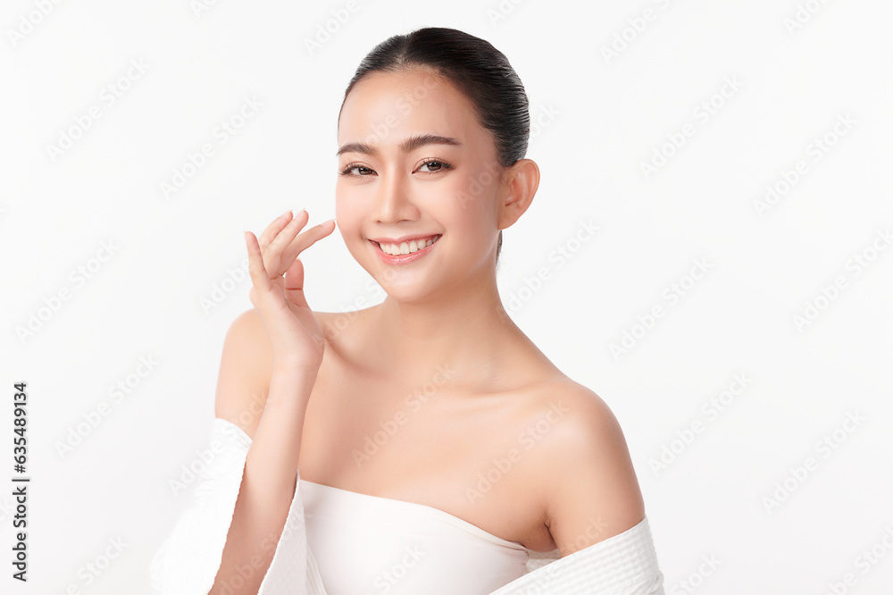 Beautiful young asian woman with clean fresh skin on white background, Face care, Facial treatment, Cosmetology, beauty and spa, Asian women portrait. Beautiful young asian woman with clean fresh skin on white background, Face care, Facial treatment, Cosmetology, beauty and spa, Asian women portrait.