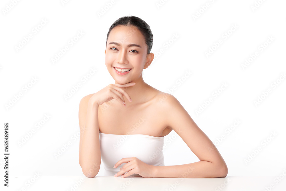 Beautiful young asian woman with clean fresh skin on white background, Face care, Facial treatment, Cosmetology, beauty and spa, Asian women portrait. Beautiful young asian woman with clean fresh skin on white background, Face care, Facial treatment, Cosmetology, beauty and spa, Asian women portrait.