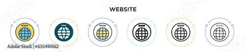 Website icon in filled, thin line, outline and stroke style. Vector illustration of two colored and black website vector icons designs can be used for mobile, ui, web