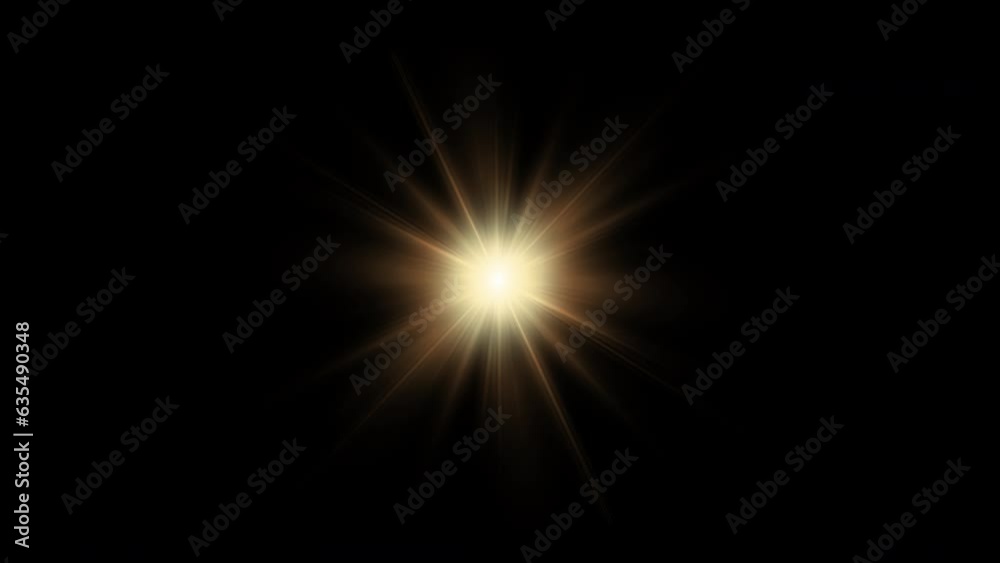 Golden star rotate  on black background. Glowing light effect on black background for Screen blend mode