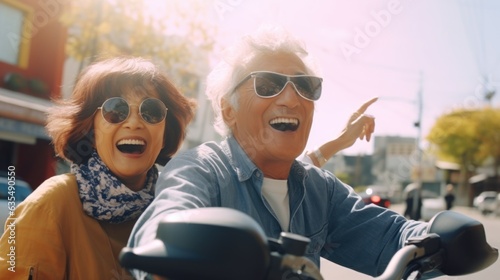 Happy seniors on vacation travelling and joyful nice in a great moment, happy retirement concept.