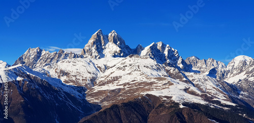 snow covered mountains in winter photo