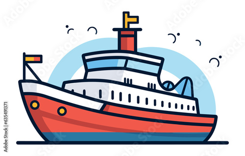 ships in the ocean with a seagull vector, ships water transport vector illustration © unique design team