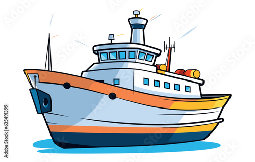 ships in the ocean with a seagull vector, ships water transport vector illustration