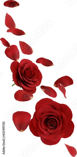 Fototapeta Naklejka Na Ścianę i Meble -  3d render falling red rose flower