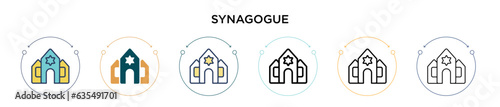 Synagogue icon in filled, thin line, outline and stroke style. Vector illustration of two colored and black synagogue vector icons designs can be used for mobile, ui, web
