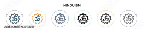 Hinduism icon in filled, thin line, outline and stroke style. Vector illustration of two colored and black hinduism vector icons designs can be used for mobile, ui, web