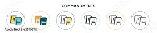 Commandments icon in filled, thin line, outline and stroke style. Vector illustration of two colored and black commandments vector icons designs can be used for mobile, ui, web