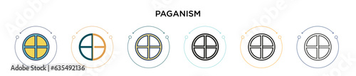 Paganism icon in filled, thin line, outline and stroke style. Vector illustration of two colored and black paganism vector icons designs can be used for mobile, ui, web
