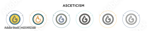 Asceticism icon in filled, thin line, outline and stroke style. Vector illustration of two colored and black asceticism vector icons designs can be used for mobile, ui, web