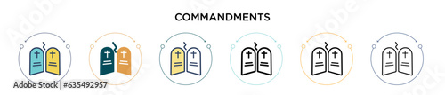 Commandments icon in filled, thin line, outline and stroke style. Vector illustration of two colored and black commandments vector icons designs can be used for mobile, ui, web