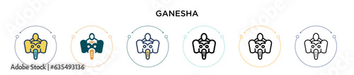 Ganesha icon in filled, thin line, outline and stroke style. Vector illustration of two colored and black ganesha vector icons designs can be used for mobile, ui, web