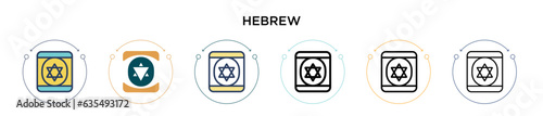 Hebrew icon in filled, thin line, outline and stroke style. Vector illustration of two colored and black hebrew vector icons designs can be used for mobile, ui, web