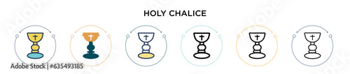 Holy chalice icon in filled, thin line, outline and stroke style. Vector illustration of two colored and black holy chalice vector icons designs can be used for mobile, ui, web photo