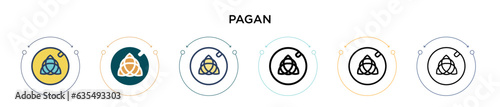 Pagan icon in filled, thin line, outline and stroke style. Vector illustration of two colored and black pagan vector icons designs can be used for mobile, ui, web