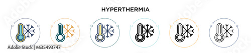 Hyperthermia icon in filled, thin line, outline and stroke style. Vector illustration of two colored and black hyperthermia vector icons designs can be used for mobile, ui, web
