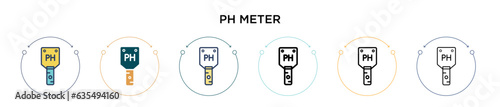 Ph meter icon in filled, thin line, outline and stroke style. Vector illustration of two colored and black ph meter vector icons designs can be used for mobile, ui, web