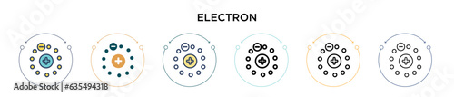 Electron icon in filled, thin line, outline and stroke style. Vector illustration of two colored and black electron vector icons designs can be used for mobile, ui, web