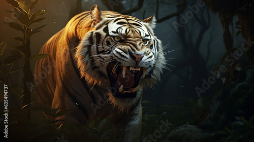 portrait of 
Dangerous tiger 