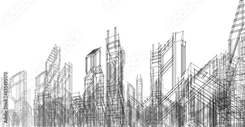 Abstract futuristic city 3d rendering