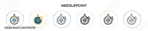 Needlepoint icon in filled, thin line, outline and stroke style. Vector illustration of two colored and black needlepoint vector icons designs can be used for mobile, ui, web