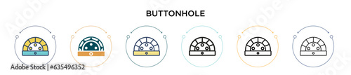 Buttonhole icon in filled, thin line, outline and stroke style. Vector illustration of two colored and black buttonhole vector icons designs can be used for mobile, ui, web