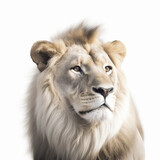  retrato de un leon blanco sobre fondo blanco. ilustracion de ia generativa
