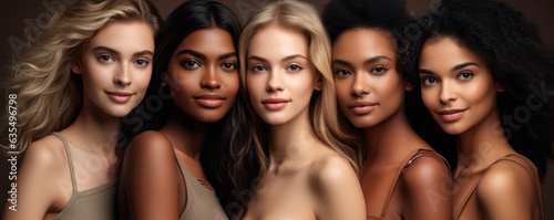 Diverse Group of Beautiful Women with Natural Beauty and Glowing Skin: A diverse group of beautiful women with natural beauty and glowing skin, representing the power of diversity and inclusion.