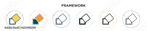 Framework icon in filled, thin line, outline and stroke style. Vector illustration of two colored and black framework vector icons designs can be used for mobile, ui, web