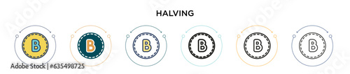 Halving icon in filled, thin line, outline and stroke style. Vector illustration of two colored and black halving vector icons designs can be used for mobile, ui, web