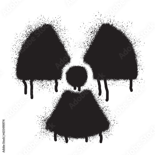 Radiation hazard symbol graffiti with black spray paint