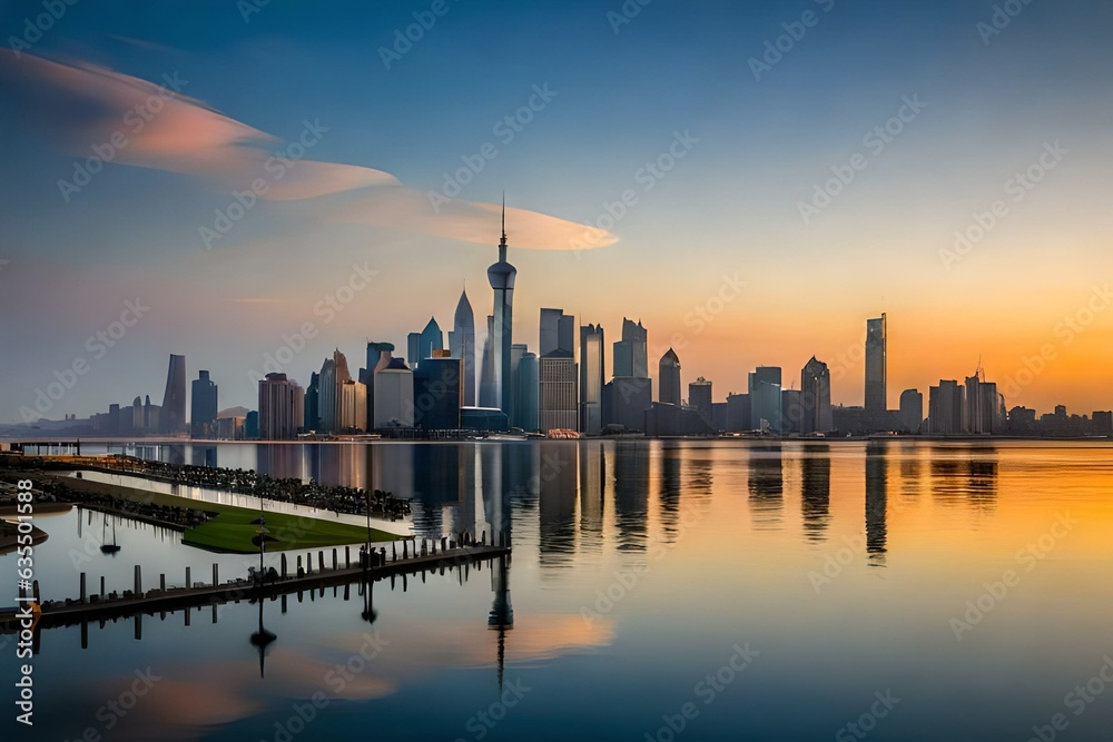 Fototapeta premium sunset over the city