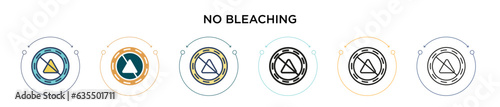 No bleaching icon in filled, thin line, outline and stroke style. Vector illustration of two colored and black no bleaching vector icons designs can be used for mobile, ui, web