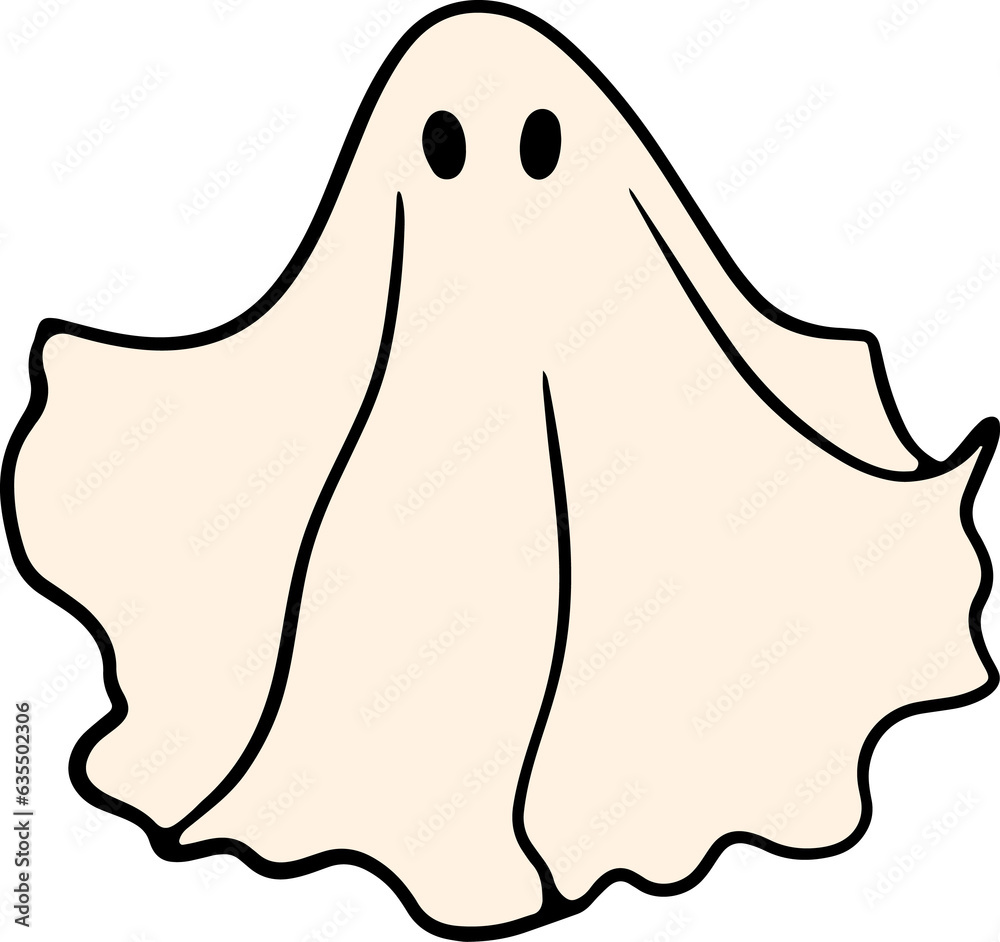 Obraz premium Retro Ghost Halloween t-shirt design. Cute cartoon. vintage illustration