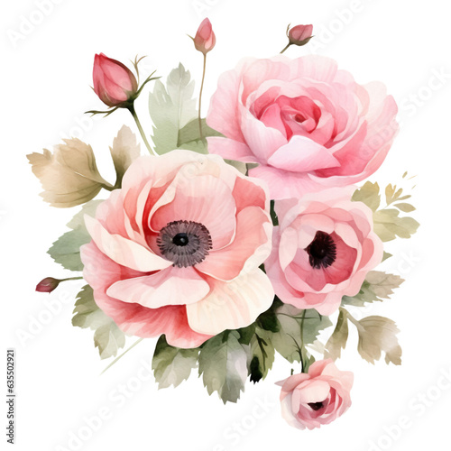 Flowers Watercolor Clip Art, Watercolor Illustration, Flowers Sublimation Design, Flowers Clip Art.	