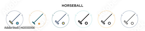 Horseball icon in filled, thin line, outline and stroke style. Vector illustration of two colored and black horseball vector icons designs can be used for mobile, ui, web