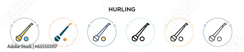 Hurling icon in filled, thin line, outline and stroke style. Vector illustration of two colored and black hurling vector icons designs can be used for mobile, ui, web photo