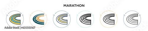 Marathon icon in filled, thin line, outline and stroke style. Vector illustration of two colored and black marathon vector icons designs can be used for mobile, ui, web