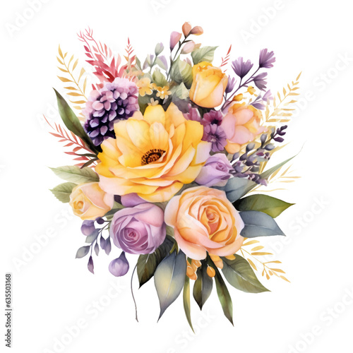 Flowers Watercolor Clip Art, Watercolor Illustration, Flowers Sublimation Design, Flowers Clip Art.	