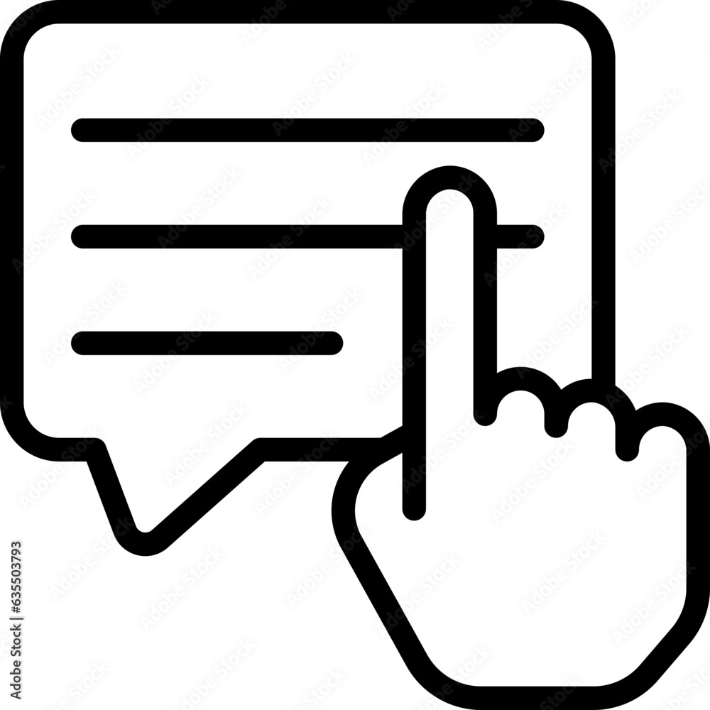 Hand Pressing Message Icon Hand Pressing Message Icon