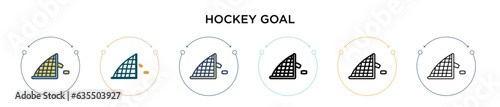 Hockey goal icon in filled, thin line, outline and stroke style. Vector illustration of two colored and black hockey goal vector icons designs can be used for mobile, ui, web