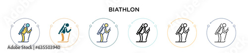 Biathlon icon in filled, thin line, outline and stroke style. Vector illustration of two colored and black biathlon vector icons designs can be used for mobile, ui, web