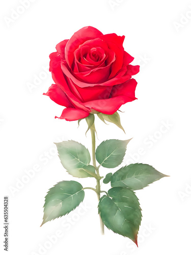red rose watercolor isolated on transparent background