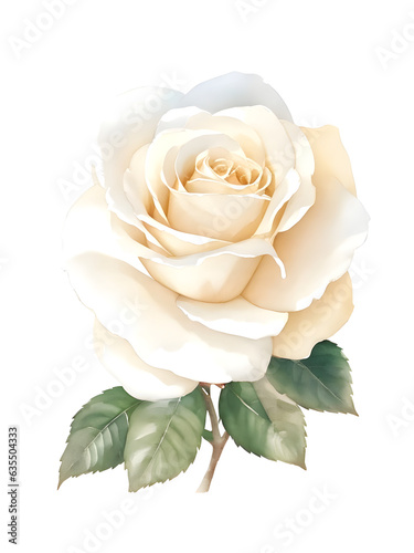 white rose watercolor isolated on transparent background