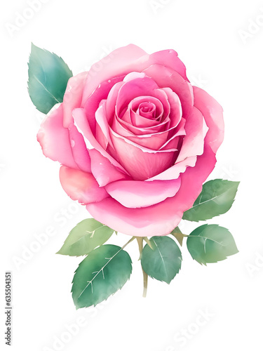 pink rose watercolor isolated on transparent background